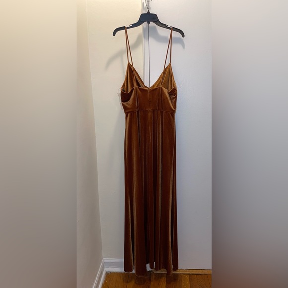 NWT After Six Cowl Neck Velvet Maxi Dress Gown Golden Almond Size 14 - Picture 8 of 14